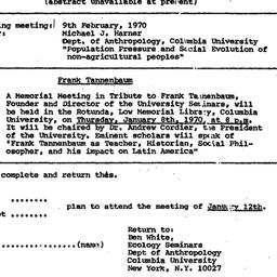 Announcements, 1970-01-12. ...