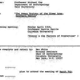 Announcements, 1970-03-09. ...