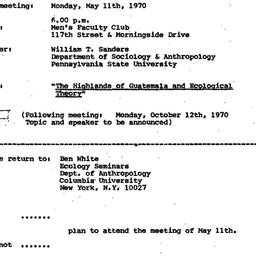 Announcements, 1970-05-11. ...