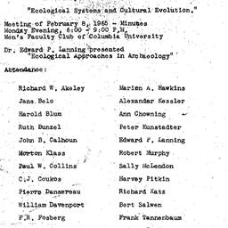 Minutes, 1965-02-08. Ecolog...