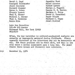 Minutes, 1974-11-11. Ecolog...