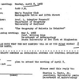 Announcements, 1968-04-08. ...