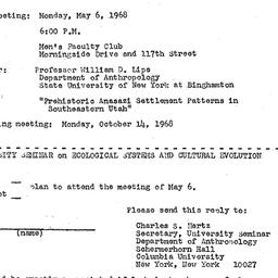 Announcements, 1968-05-06. ...