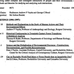 Schedules, Ecology and Cult...