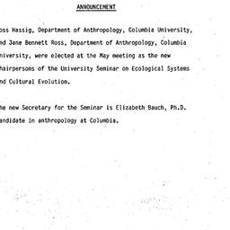Announcements, 1985-05-08. ...
