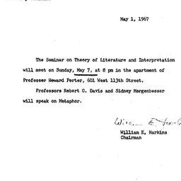 Announcements, 1967-05-01. ...