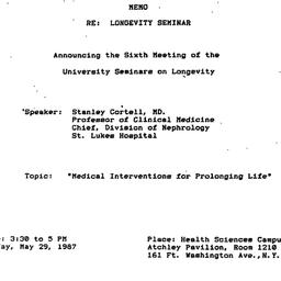 Announcements, 1987-05-01. ...