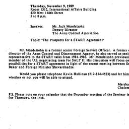 Announcements, 1989-10-03. ...