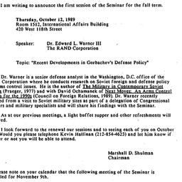 Announcements, 1989-09-11. ...