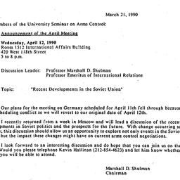 Announcements, 1990-03-21. ...