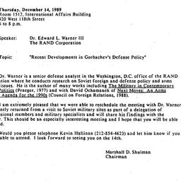 Announcements, 1989-11-20. ...