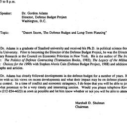 Announcements, 1991-01-29. ...