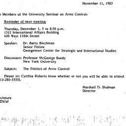 Announcements, 1983-11-11. ...