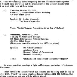 Announcements, 1988-09-26. ...