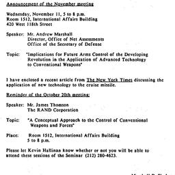 Announcements, 1987-09-14. ...