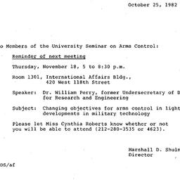 Announcements, 1982-10-25. ...