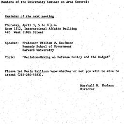 Announcements, 1986-03-14. ...
