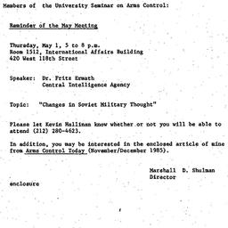 Announcements, 1986-03-17. ...