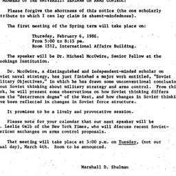 Announcements, 1986-01-24. ...
