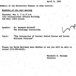 Minutes, 1985-04-09. Arms C...