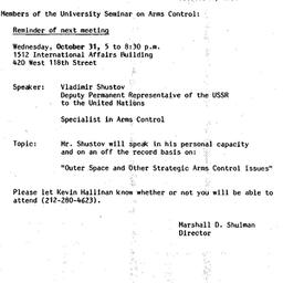 Announcements, 1984-10-04. ...