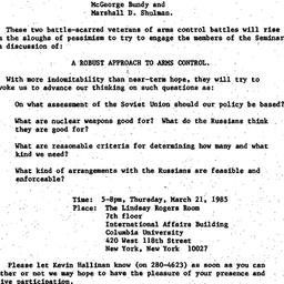 Announcements, 1985-03-21. ...