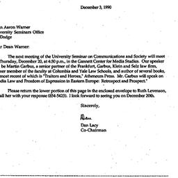 Announcements, 1990-12-03. ...