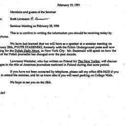 Announcements, 1991-02-19. ...