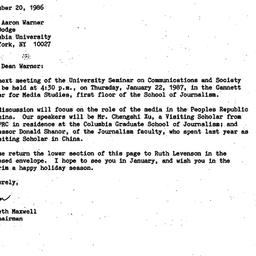 Announcements, 1986-11-20. ...