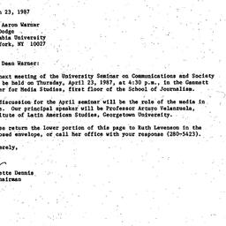 Announcements, 1987-03-23. ...
