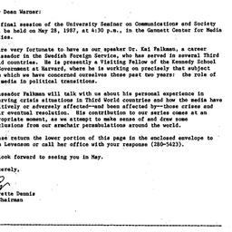 Announcements, 1987-04-17. ...