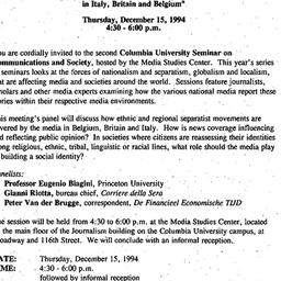 Announcements, 1994-12-15. ...