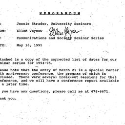 Announcements, 1995-05-16. ...