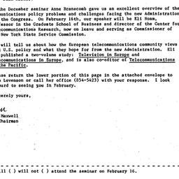 Announcements, 1989-01-06. ...