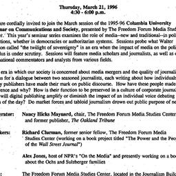 Announcements, 1996-03-21. ...