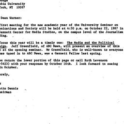 Announcements, 1987-09-10. ...