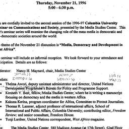 Announcements, 1996-11-21. ...