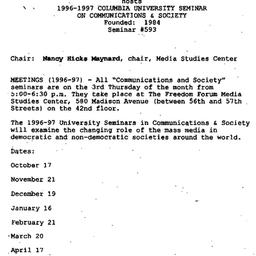Schedules, Communications a...