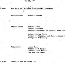 Announcements, 1986-05-22. ...