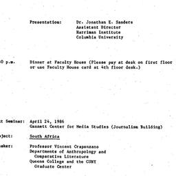 Announcements, 1986-03-20. ...