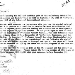 Announcements, 1986-08-28. ...