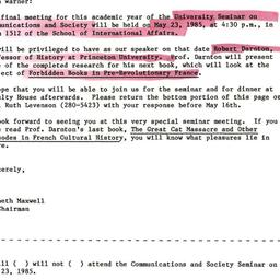 Announcements, 1985-04-24. ...
