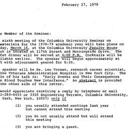 Announcements, 1979-02-27. ...