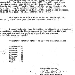 Announcements, 1974-05-17. ...