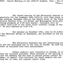 Announcements, 1973-12-04. ...