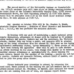 Announcements, 1973-10-12. ...