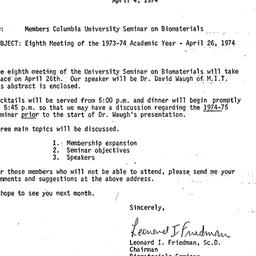 Announcements, 1974-04-04. ...