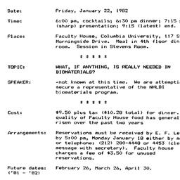 Announcements, 1982-01-22. ...