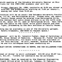 Announcements, 1984-02-15. ...
