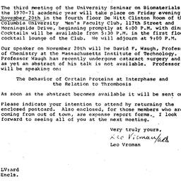 Announcements, 1970-11-05. ...